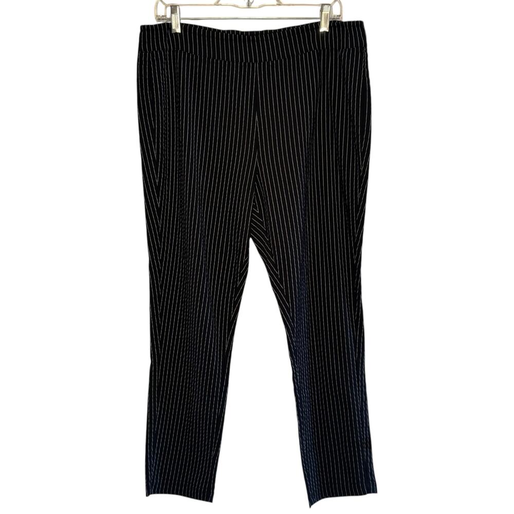 Who What Wear Black White Pinstripe Size 16 Pull On Skinny Leg Pants